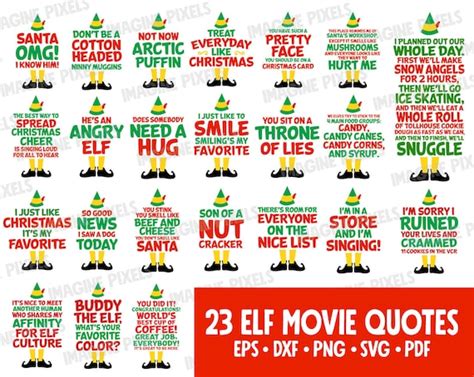 Buddy The Elf 23 Movie Quotes Editable SVG PNG DXF eps pdf | Etsy