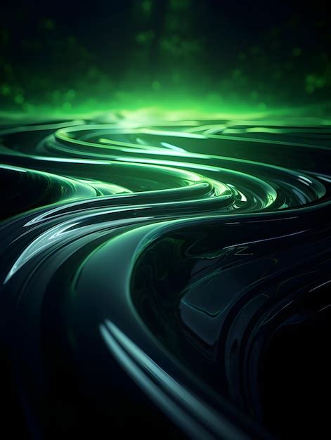 Premium Photo | Green And Lines Black Light Reflection