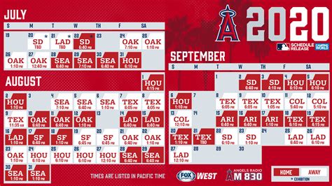 Los Angeles Angels Schedule Printable