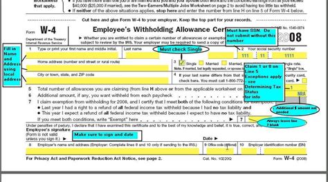 Michigan W-4 Exemptions Worksheet