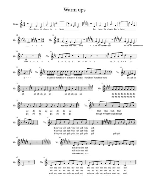 Choir warm ups Sheet music for Voice | Download free in PDF or MIDI | Musescore.com