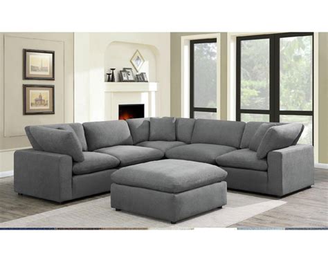 Overstock Furniture Cloud 9 Aria Grey Sectional - Sectionals - Living Room