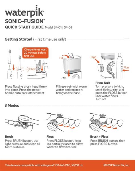 WATERPIK SONIC-FUSION SF-01 QUICK START MANUAL Pdf Download | ManualsLib