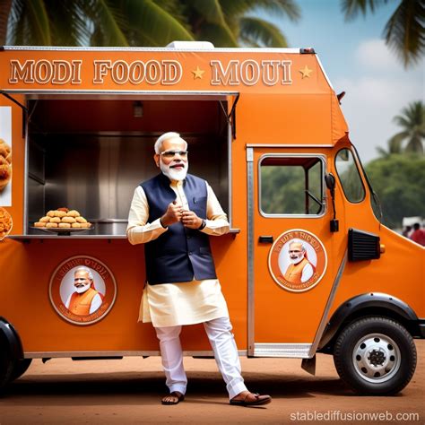 Modi Food Truck Poster with Cartoon Image | Stable Diffusion Online