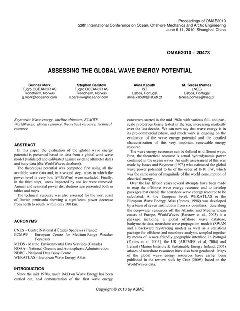 (PDF) Assessing the Global Wave Energy Potential