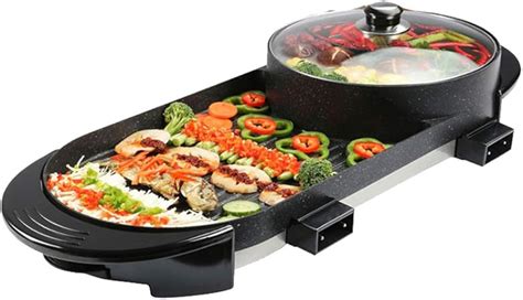 Non-Stick Deep Dish Heavy Duty Electric Skillet, Household Multi-Function Barbecue Frying Pan ...