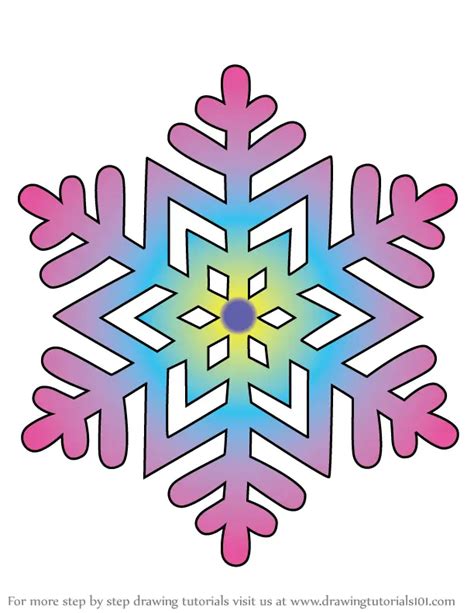 How to Draw Snowflakes (Christmas) Step by Step | DrawingTutorials101.com