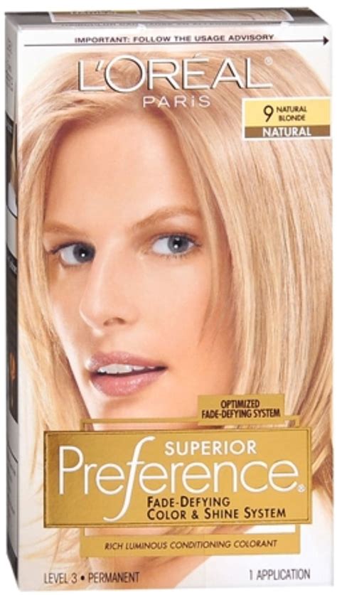 L'Oreal Paris Superior Preference Permanent Hair Color, 9 Natural Blonde, 1 Each, 3 Pack ...