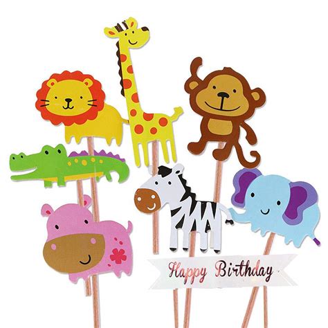 Buy Unique Store 40pcs Jungle Animal Cupcake Toppers for Kids Party Decoration Baby Shower ...