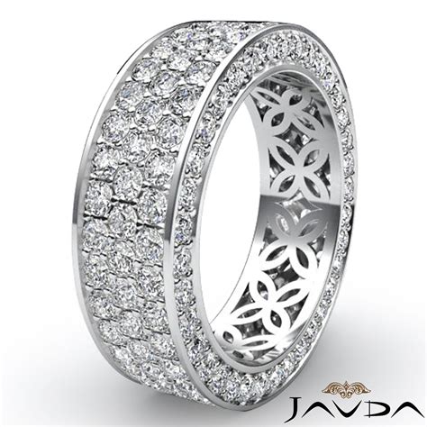 3 Row Women's Anniversary Band 14k White Gold Pave Eternity Ring ...