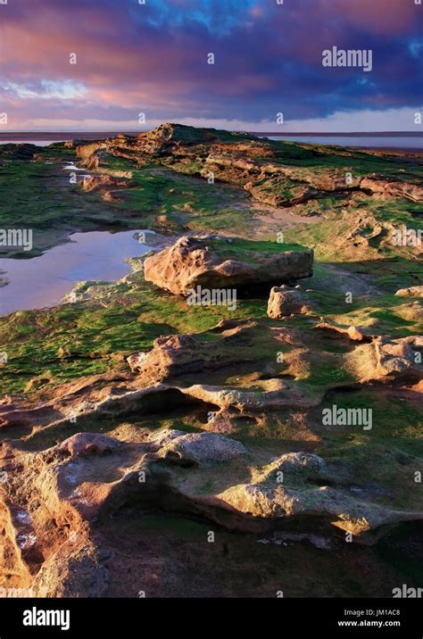 An evening view of Red Rocks, Hoylake on the Wirral Peninsula, United ...