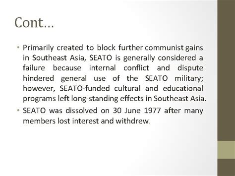 SEATO Southeast Asia Treaty Organization Introduction The South