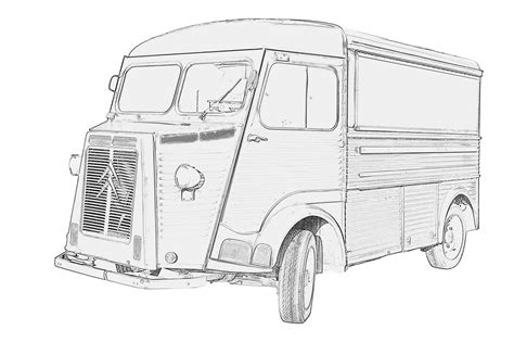 Car, Citroën H-Type Vans, Drawing Free Stock Photo - Public Domain Pictures