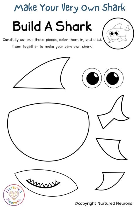 A Super Build A Shark Craft (Preschool Printable) - Nurtured Neurons | Shark crafts preschool ...