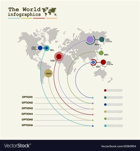 World map infographic template with diagrams and Vector Image