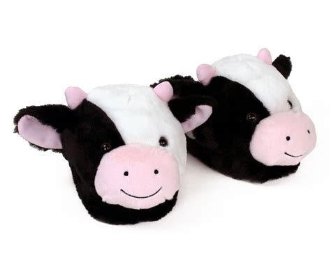 Fuzzy Cow Slippers – AnimalSlippers.com