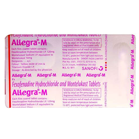 Allegra-M 120 mg/10 mg Tablet 10's Price, Uses, Side Effects, Composition - Apollo Pharmacy