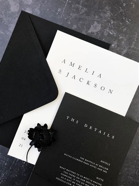 Black Wedding Invitation Card - jenniemarieweddings