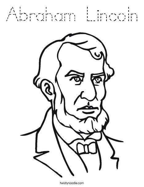 Abraham Lincoln Coloring Page - Tracing - Twisty Noodle