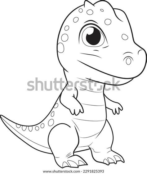 Cute Dinosaur Cartoon Black White Lines Stock Vector (Royalty Free ...