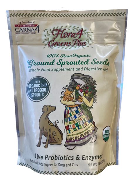 Carna4 Flora4 Greens Plus Ground Sprouted Seeds Food Topper for Dogs ...