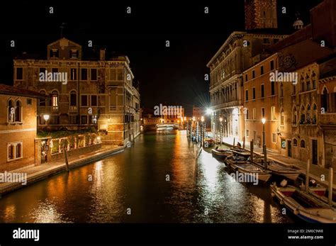 Grand Canal of Venice illuminated at night Stock Photo - Alamy