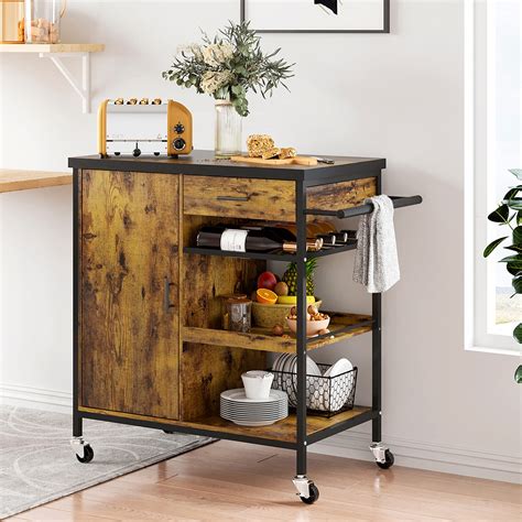 Buy Hasuit Kitchen Island Cart with Storage Shelf, Rolling Kitchen ...