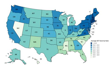 Average ACT score by state [5400x3586] : r/MapPorn