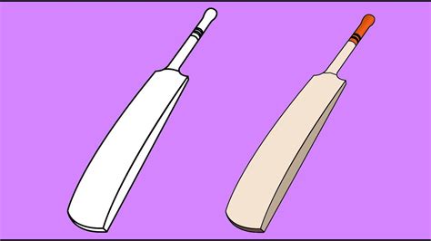 How to Draw and Colour a Cricket Bat | Step by Step for kids - YouTube