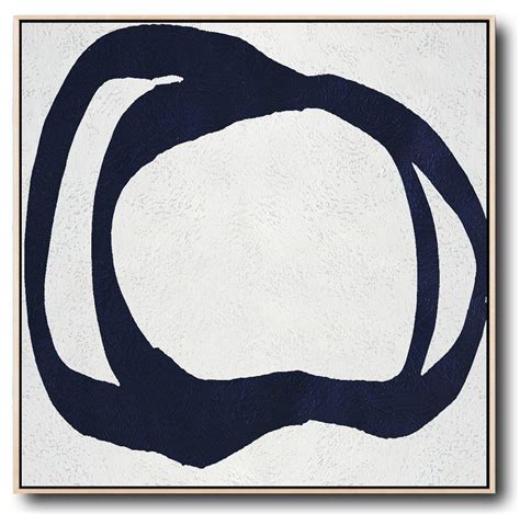 Buy Large Canvas Art Online - Hand Painted Navy Minimalist Painting On Canvas - Blue And Gray ...