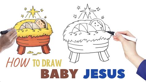 How to Draw Baby Jesus (EASY) | Bethlehem Nativity Scene - YouTube