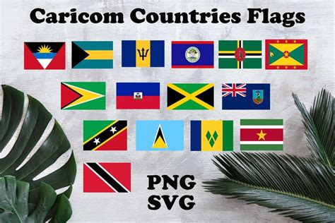 28 CARICOM Countries Flags-caribbean Community, Full Members, Associate ...