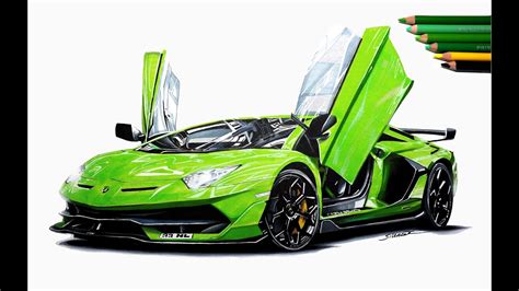 How to draw a supercar-Lamborghini Aventador SVJ - YouTube