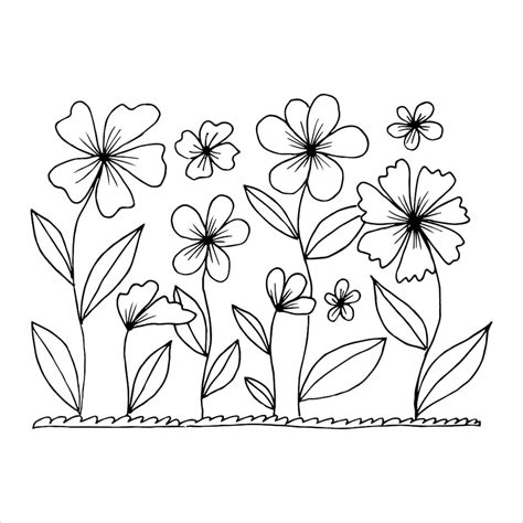 Premium Vector | Flowerbed with flowers for coloring doodle style ...
