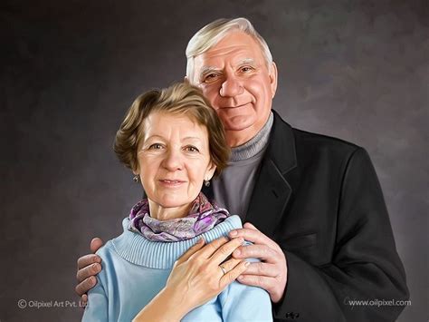 Old Couple Portrait Painting | Older couple poses, Old couple ...