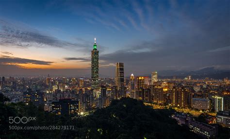 Elephant Mountain View of Taipei downtown with the 101 building standing out as the city's key ...