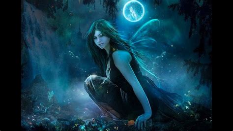 fairy-tale magic scene fantasy folklore Fairy and dragonfly are dancing in the enchanted forest ...