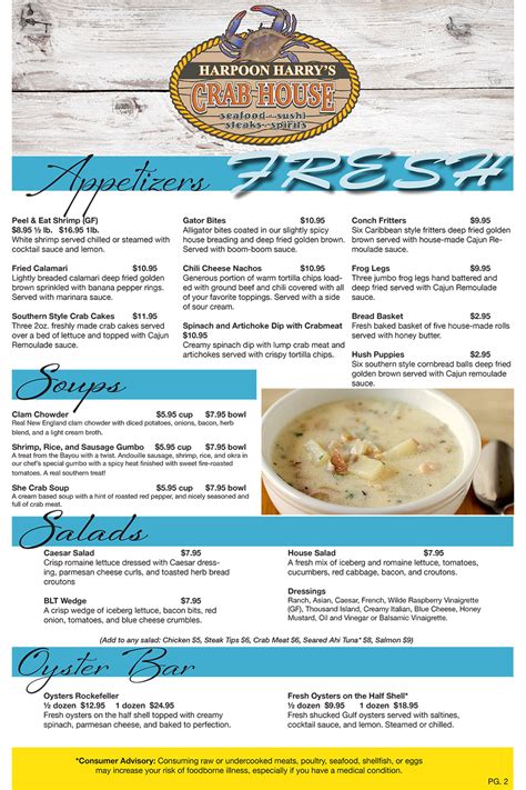 Dinner Menu – Harpoon Harry’s Crab House in Pigeon Forge, TN