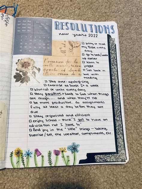 Inspiring New Year's Resolution Journal Page