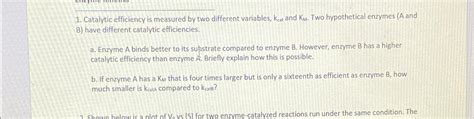 Solved Catalytic efficiency is measured by two different | Chegg.com