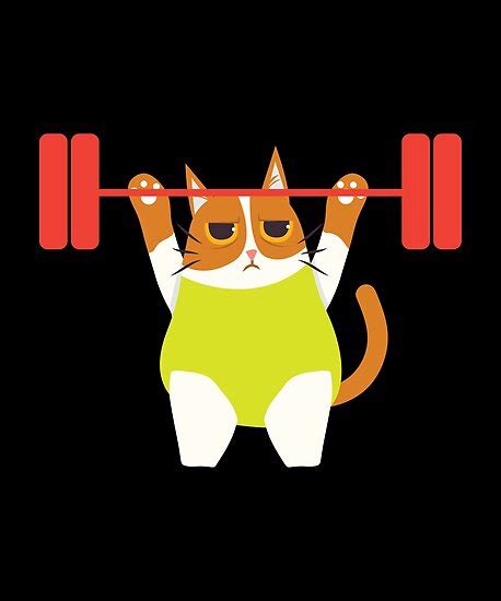 "Cat Weight Lifting Funny Cat Lover Workout Fitness Gym Shirt" Posters ...