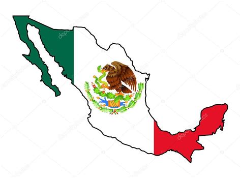 Imágenes: del mapa de mexico con sus nombres | Bandera y el contorno del mapa de México — Vector ...