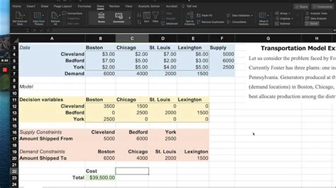 1 16 Optimization Excel Supply Optimization Transportation Problem Excel Solver - YouTube