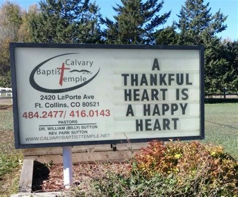 Thanksgiving church sign message... A thankful heart is a happy heart ...