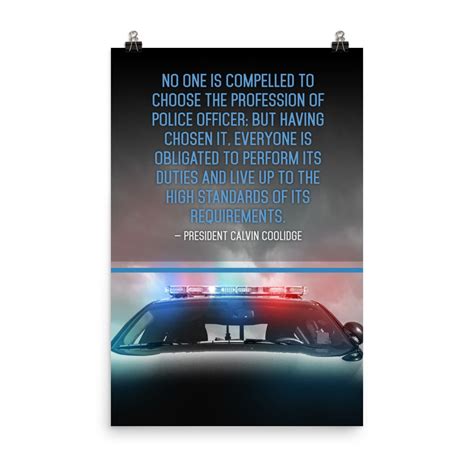 Inspirational Quote Police Poster Coolidge High Standards Integrity Honor Law Enforcement Squad ...