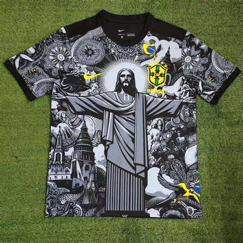 2024 Brazil Special Edition Jesus Black Gray Soccer Jersey