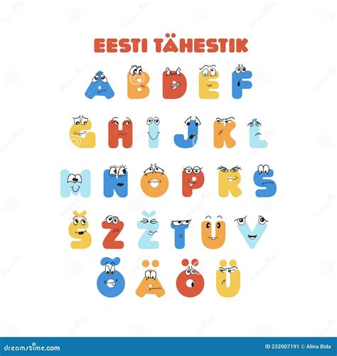 Estonian Colorful Alphabet for Kids Education Stock Vector ...