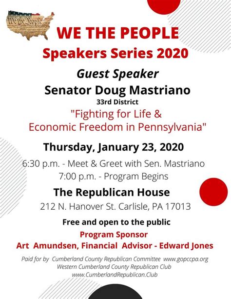 Past We the People Series Speakers - Western Cumberland County, Pennsylvania Republican Club