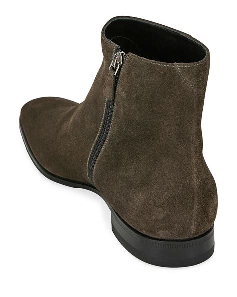 Prada Men's Suede Side-zip Ankle Boot in Gray - Lyst