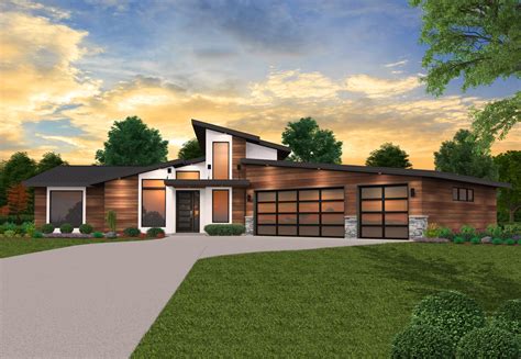 Rock Star House Plan | One Story Exciting Modern MCM Home Design - X-20